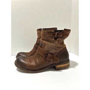 SUNDANCE| Womens Bound For Glory Brown Leather Ankle Buckle boho Boots size 38